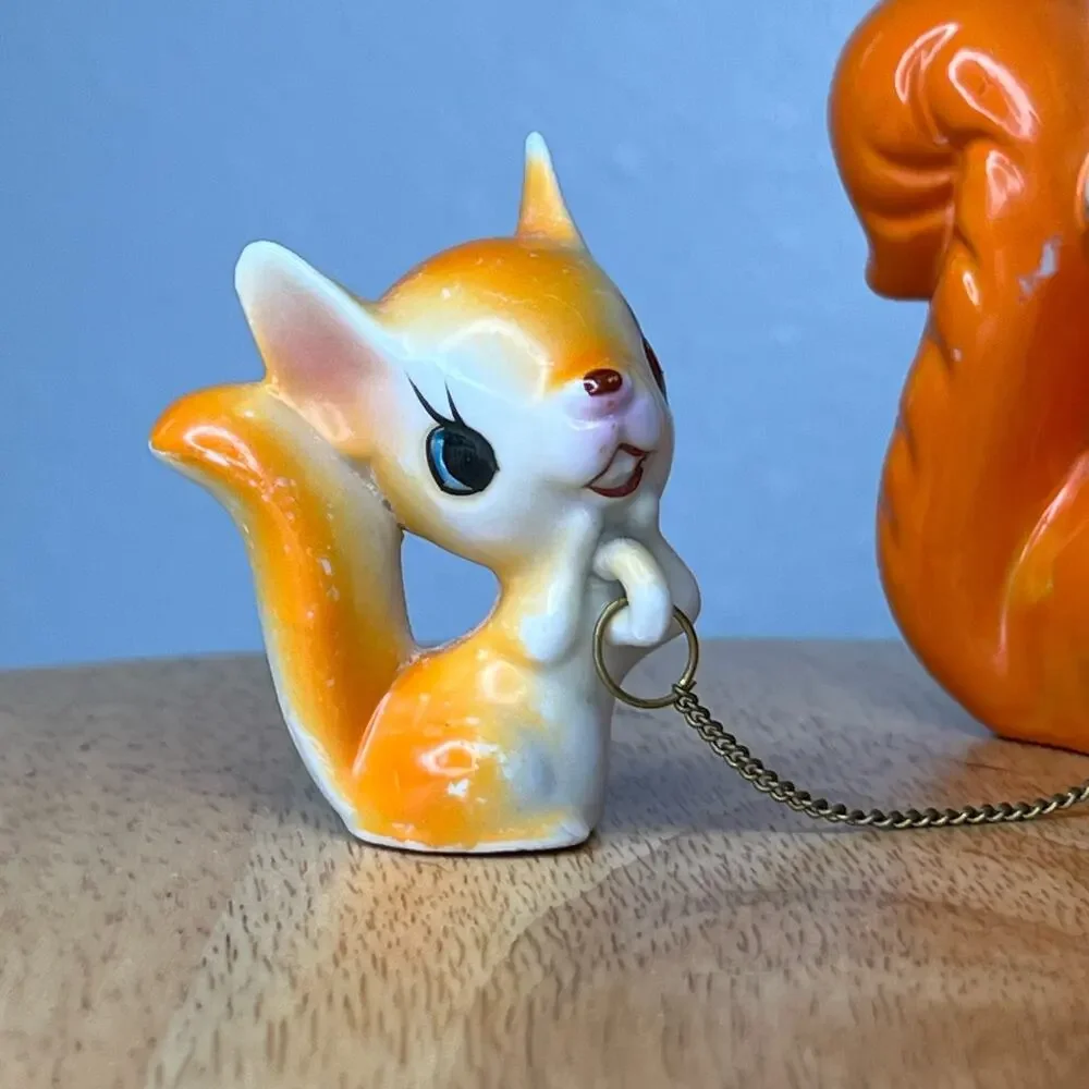 Vintage Mid Century 50 60s Chain Squirrels Arnant Orange Japan Kitchy